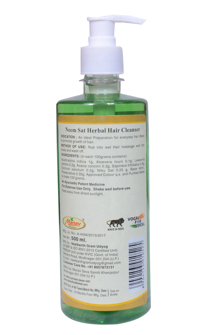 Neem Sat Herbal Hair Cleanser 500ml – Anti-Dandruff & Scalp Purifying Shampoo