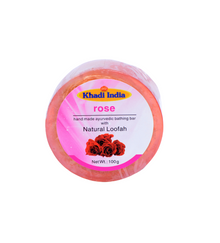 Rose Bathing Bar (100g) with Loofah – Hydrating & Exfoliating Soap