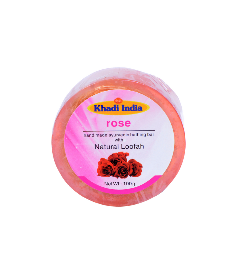 Rose Bathing Bar (100g) with Loofah – Hydrating & Exfoliating Soap